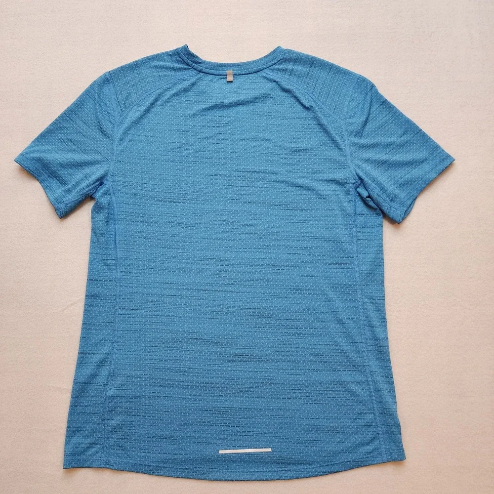 Nike Running Dri-FIT Blue Heathered Short Sleeve T-Shirt Mens Medium 718348-438